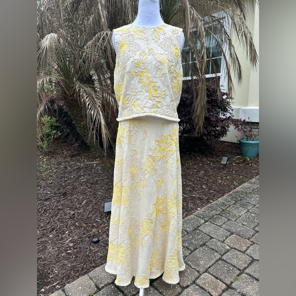 NWT🌷Antonio Milano Maura Spring Soutache Co-ordinating A-Line Linen Skirt & Top